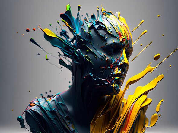 fiction IA d'un visage coloré